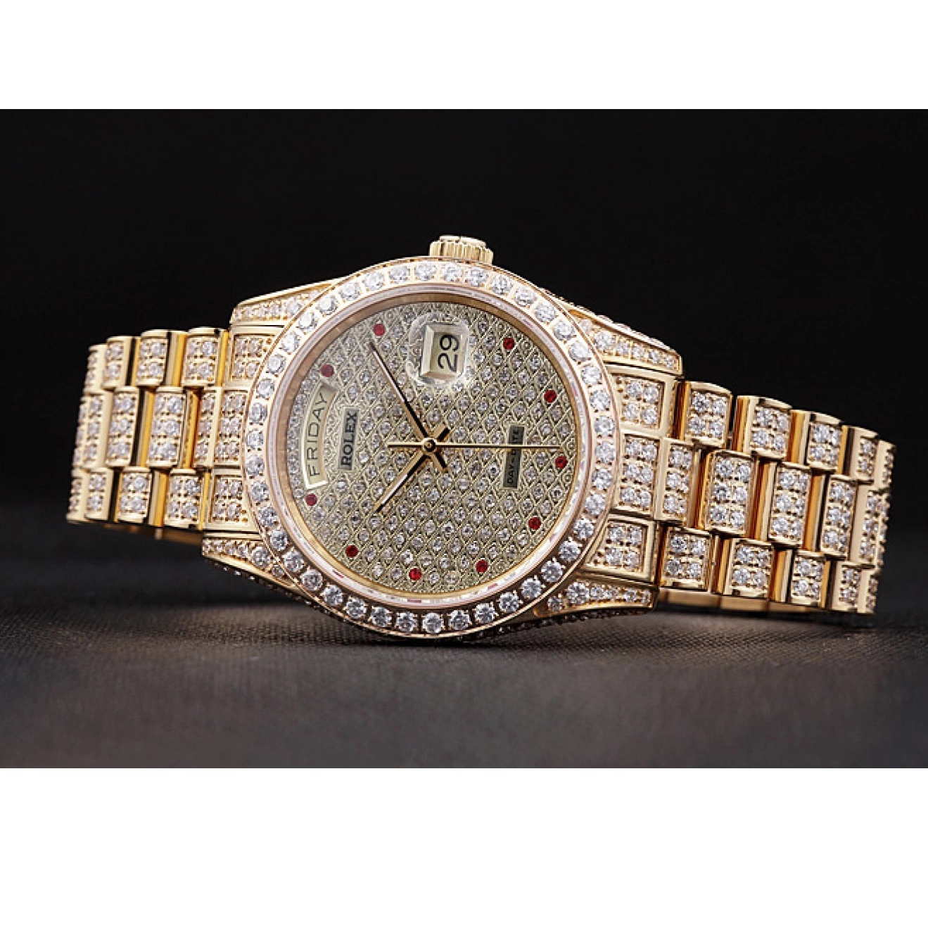 Aaa replica watch Diamonds Yellow Gold-srl185 Day-Date Swiss Rolex 621615 0724